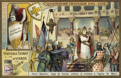 Enrico Dandolo, Doge of Venice, preaching the Fourth Crusade in St Marks Basilica, Venice  af European School