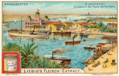 Indgang til Suez-kanalen, Port Said, Egypten (chromolitho) af European School