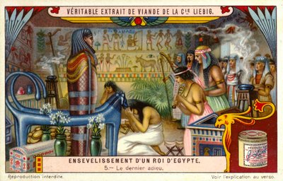 Sidste farvel til en død egyptisk farao i hans grav (chromolitho) af European School