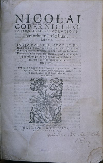 Frontispice fra anden udgave af De Revolutionibus Orbium Coelestium af Nicolaus Copernicus (trykt bog) af European School