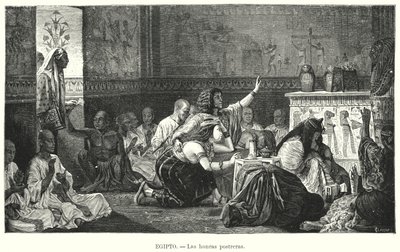 Begravelse i det gamle Egypten (litho) af European School