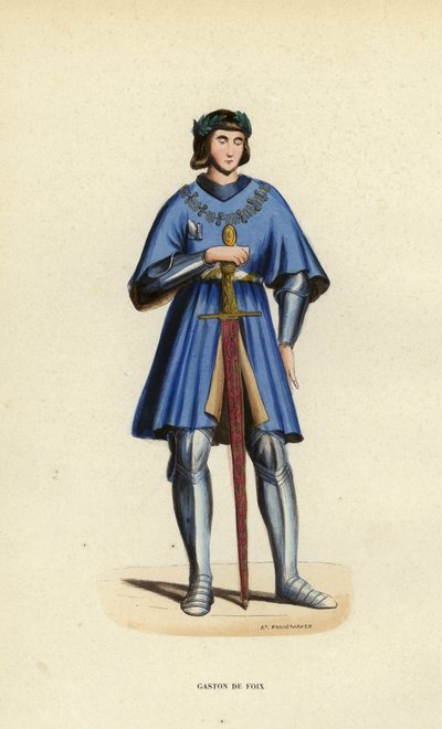 Gaston De Foix (farvet gravering) af European School