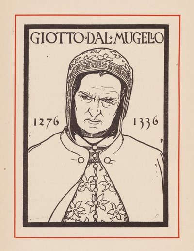 Giotto, italiensk middelalderkunstner (litografi) af European School