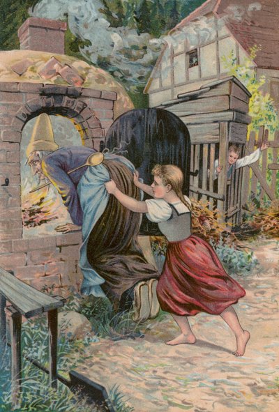 Grimms fortællinger: Hans og Grete (chromolitho) af European School