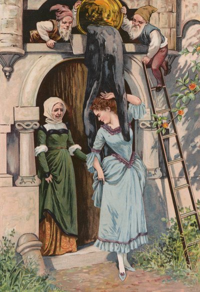 Grimms fortællinger: Gamle Mor Frost (chromolitho) af European School