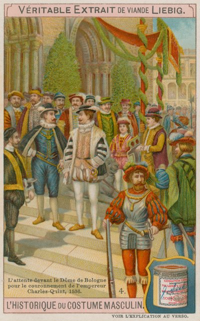 Gæster, der venter uden for katedralen i Bologna ved kroningen af kejser Karl V i 1536 af European School