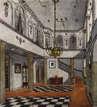 Hall (farve litho) af European School