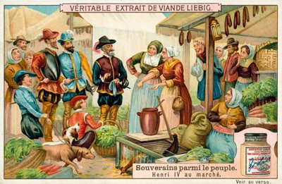 Henrik IV af Frankrig på et marked (chromolitho) af European School