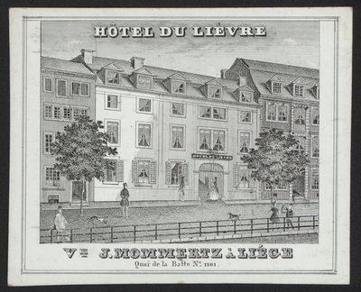 Hotel Du Lievre, J Mommertz, Liège (gravering) af European School