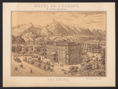 Hotel Trade Card (farvet gravering) af European School