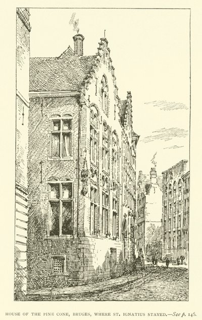 Fyrrekoglehuset, Brugge, hvor Sankt Ignatius opholdt sig (gravering) af European School