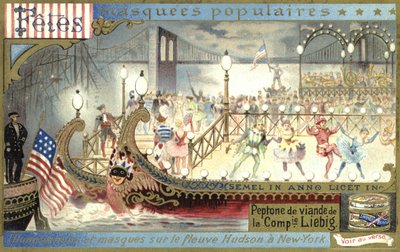 Illuminations and dance on the Hudson River, New York  af European School