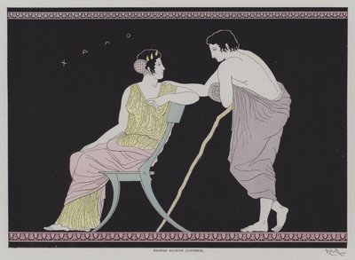 Illustration fra oldgræsk keramik (farve litho) af European School