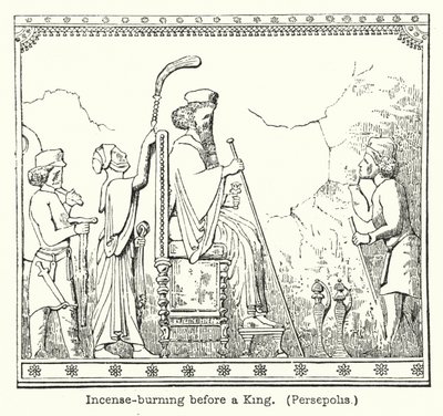 Røgelsebrænding foran en konge, Persepolis (gravering) af European School