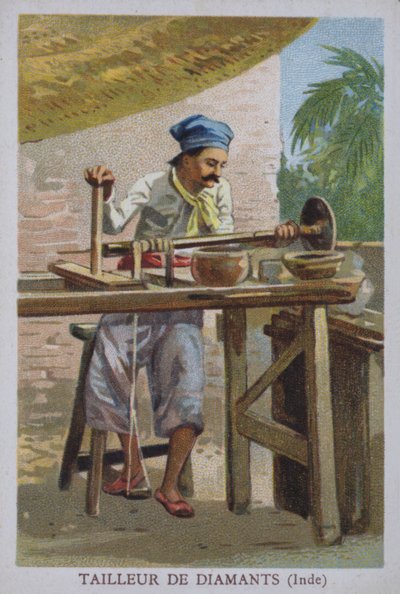 Indisk diamantskærer (farve litho) af European School
