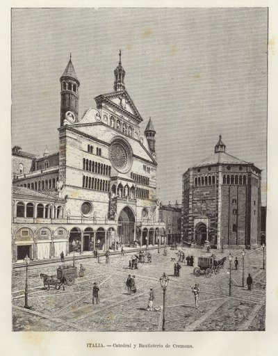 Italien - Cremona-katedralen og dåbskapellet af European School