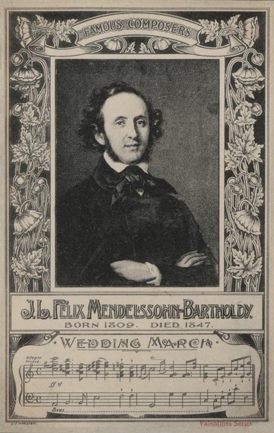 J L Felix Mendelssohn-Bartholdy, portræt (litografi) af European School
