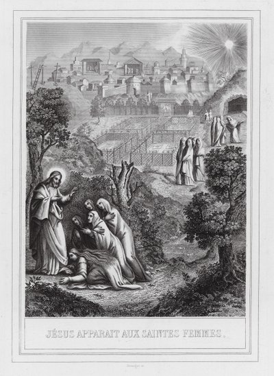 Jesus viser sig for de hellige kvinder (kobberstik) af European School