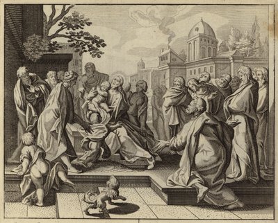 Jesus Kristus velsigner de små børn (gravering) af European School