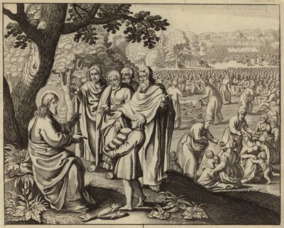 Jesus Kristus fodrer de fem tusinde (gravering) af European School