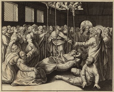 Jesus Kristus helbreder en lam mand (gravering) af European School