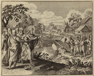 Jesus Kristus helbreder ti spedalske (gravering) af European School