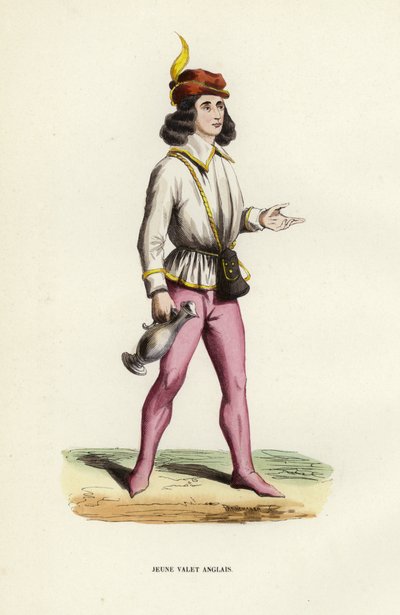 Young English Valet (farvet gravering) af European School