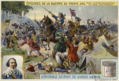 Johan Baner surprises the army of the Holy Roman Empire in camp, near Wittstock, Germany, 1636  af European School
