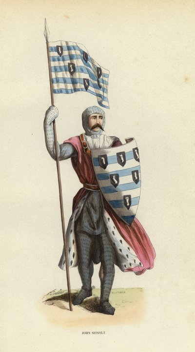 John Sitsylt (farvet gravering) af European School