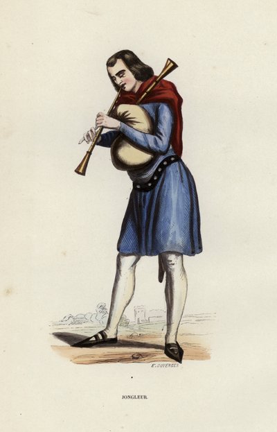 Jonglør (farvet gravering) af European School