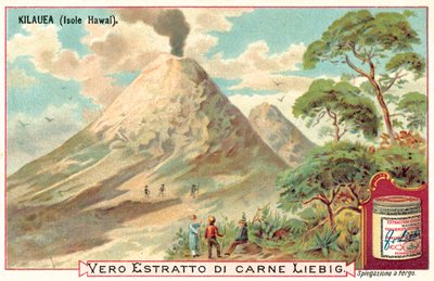 Kilauea, Hawaii (chromolitho) af European School