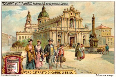 S Nicola-kirken, Catania-katedralen (chromolitho) af European School