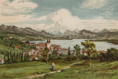 Luzernsøen: Luzern (farvelitografi) af European School