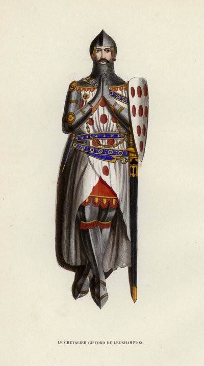 Le Chevalier Gifford De Leckhampton (farvet gravering) af European School