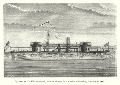 Miantonomoah, US Navy havmonitor, bygget i 1865 (gravering) af European School