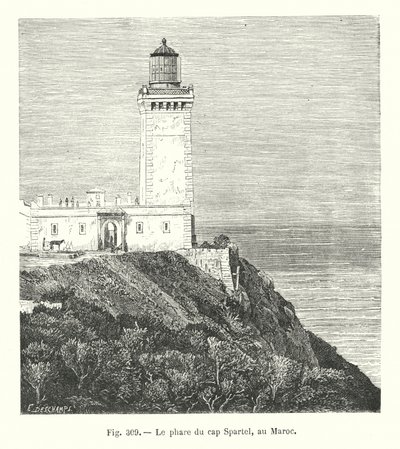 Cape Spartel fyrtårn, Marokko (gravering) af European School
