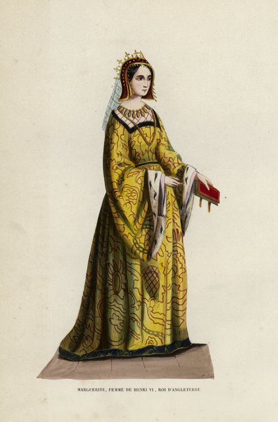 Marguerite, kone til Henrik VI, konge af England (farvet gravering) af European School