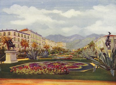 Menton, Le Jardin Public (farvelitografi) af European School