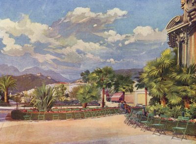 Menton, Musikkiosken og den nye have (farvelitografi) af European School