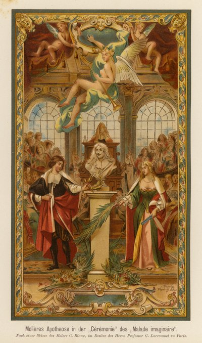 Molieres Le Malade Imaginaire (farvelitografi) af European School