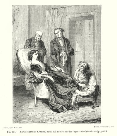 Hannah Greeners død under inspiration af chloroformdampe (gravering) af European School