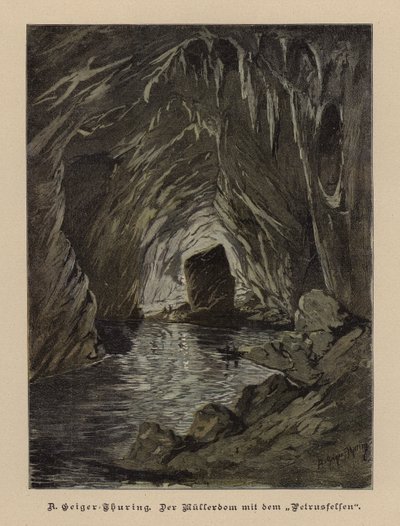 Mullerdom og Petrusfelsen (Muller Hall og Petersklippen), Skokjan Caves, Slovenien (farvegravering) af European School