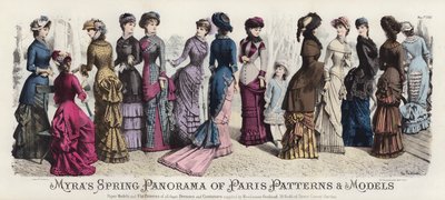 Myras forårspanorama over Paris mønstre og modeller (farvet gravering) af European School