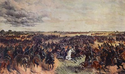 Napoleons tropper i kamp med Don-kosakkerne (farvelitografi) af European School