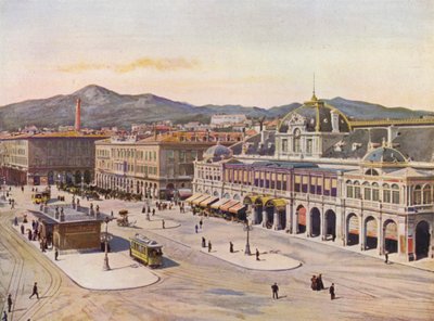 Nice, Place Massena (farvelitografi) af European School