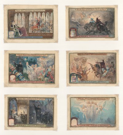 Originalt kunstværk til et sæt Liebig-kort: Berlioz, Faust (gouache på papir) af European School