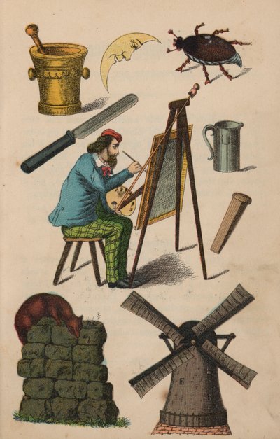 Side fra den magiske bog (farve litho) af European School