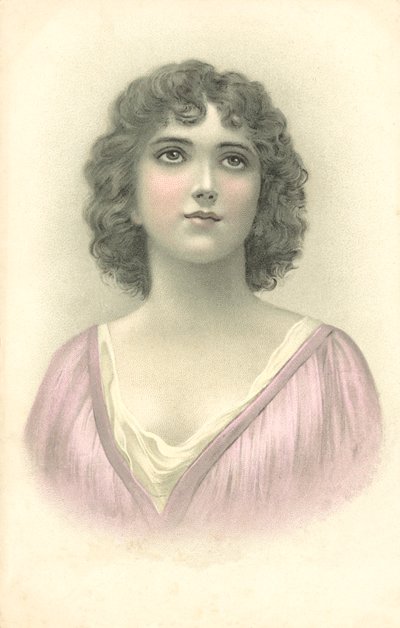 Portræt af en pige (farvelitografi) af European School