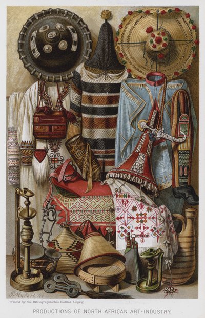 Produktioner af nordafrikansk kunstindustri (chromolitho) af European School