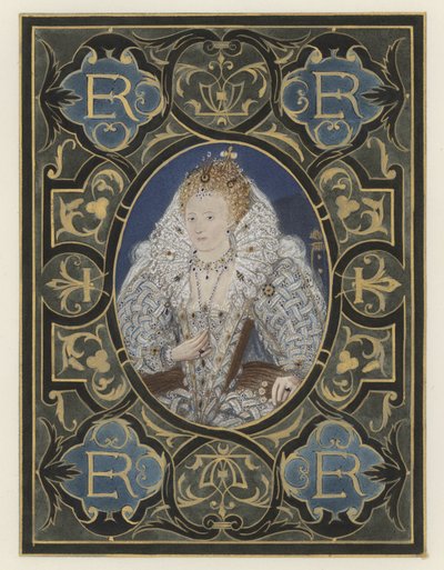 Dronning Elizabeth (farve litho) af European School